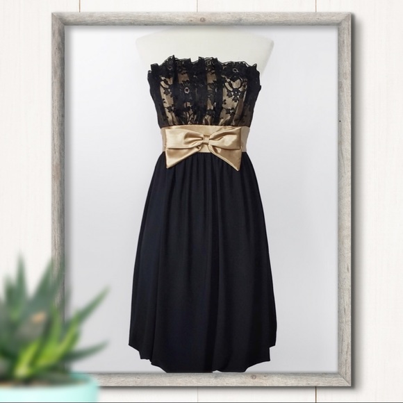 Vtg Jessica McClintock Black Strapless Dress Sz 1 - Picture 1 of 8